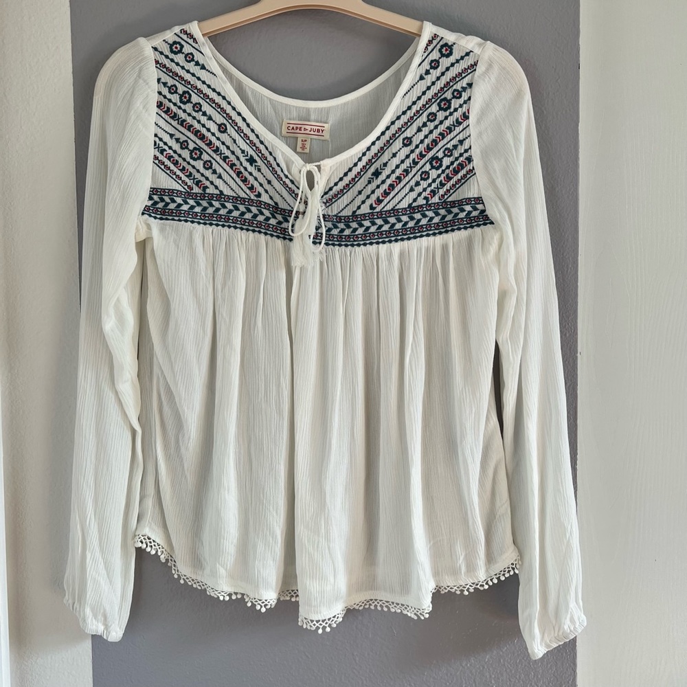 Cape Juby Embroidered Peasant Top